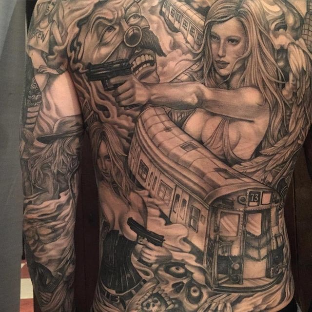 Urban Warrior in Motion Tattoo Design