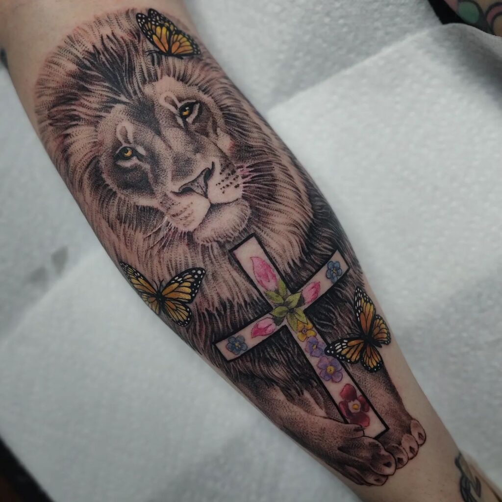 Christ with Praying Hands and Cross Forearm Tattoo Tattoo Design
