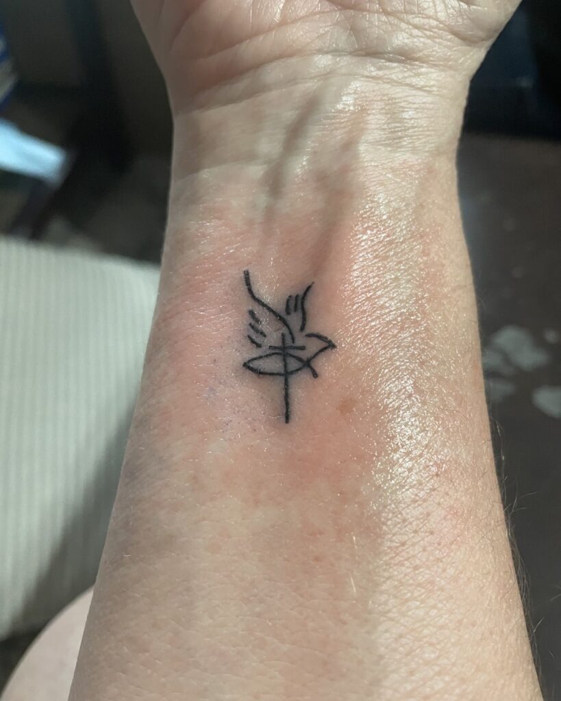 Cross with Creation of Adam Thigh Tattoo Tattoo Design