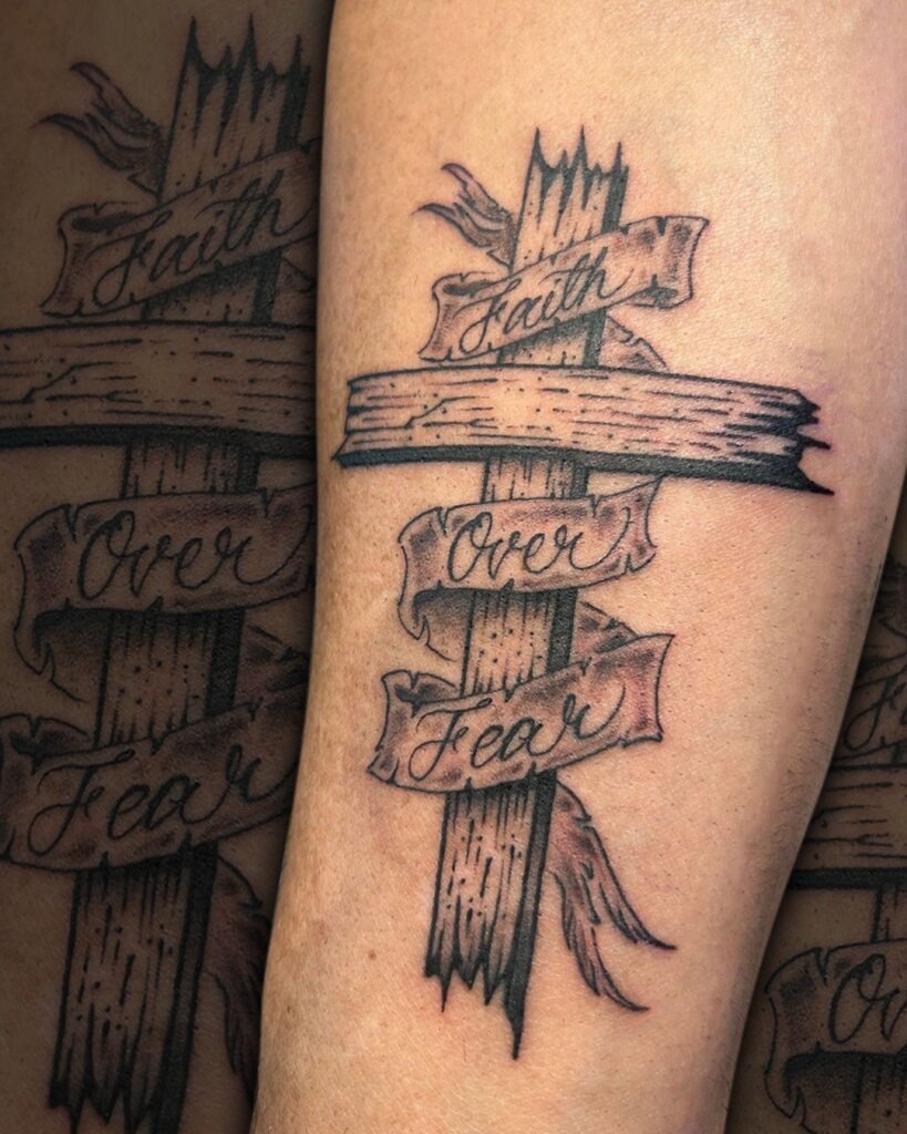 Jesus with Crown of Thorns and Calvary Crosses Tattoo Tattoo Design