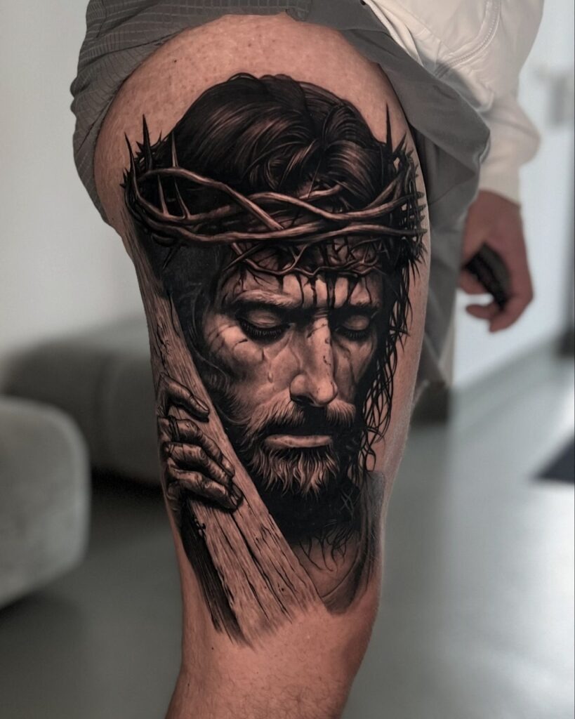 Jesus with Crown of Thorns Tattoo Tattoo Design