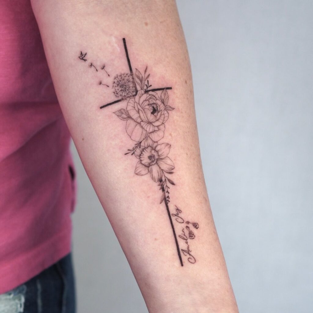 Open Bible with Floral Accents Tattoo Tattoo Design