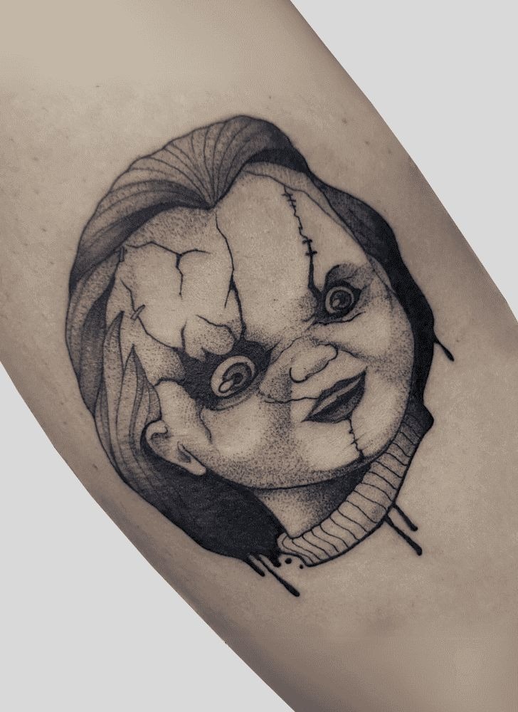 Classic Chucky with Knife Tattoo Design