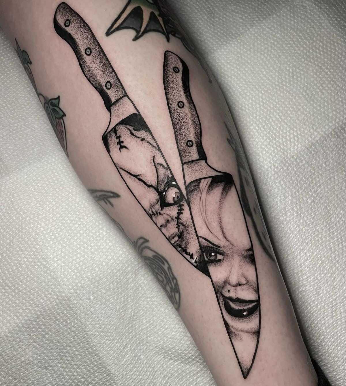 Retro Cartoon Chucky Tattoo Design