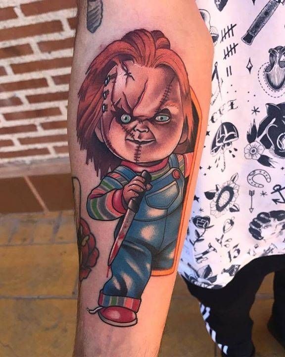 Shoulder Chucky Mini Tattoo Design