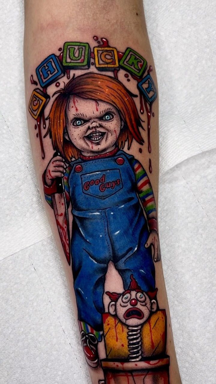 Split Chucky & Tiffany Reveal Tattoo Design
