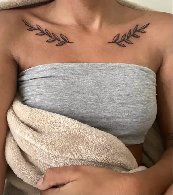 Bold Laurel Leaf Clavicle Tattoo Tattoo Design