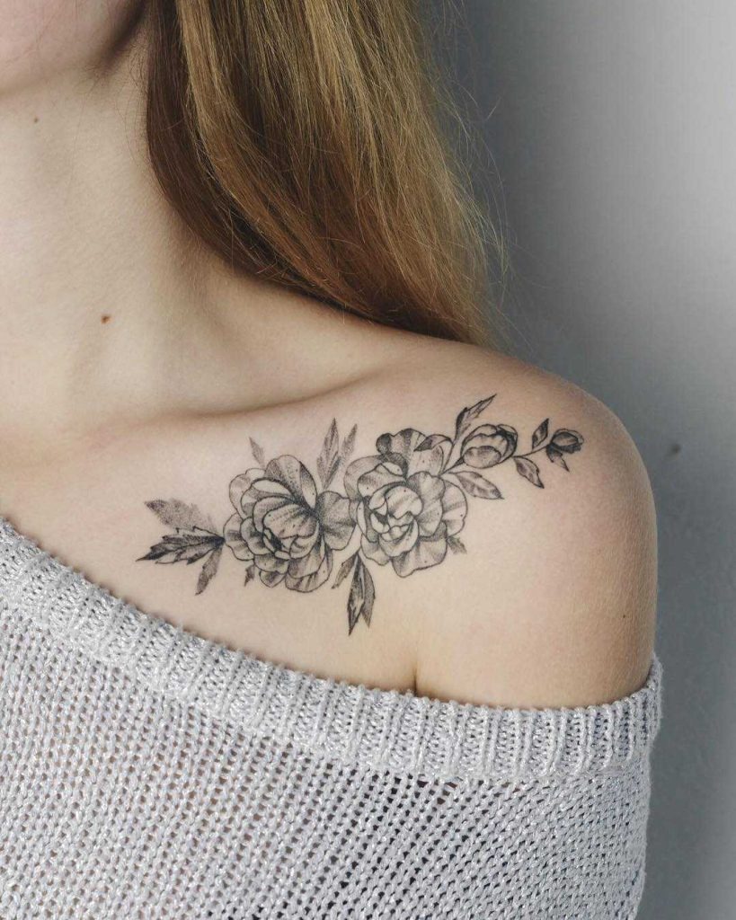 Clavicle Tattoos with Floral Elegance Tattoo Design