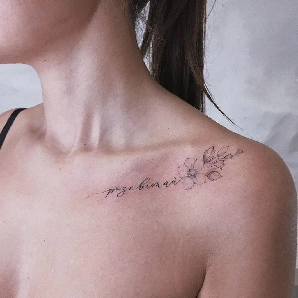 Delicate Script with Floral Accent Tattoo Design