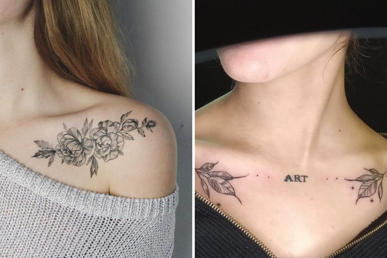 32+ Women Clavicle Tattoo Ideas & Inspiration Featured Lookbook Collage