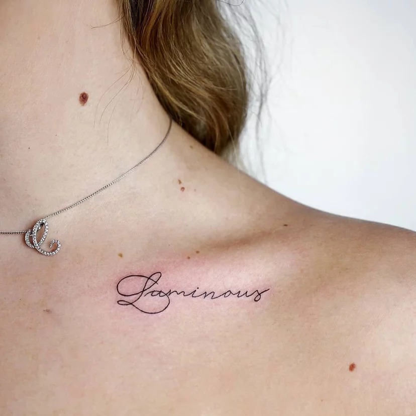 Script Tattoo with a Touch of Luminosity Tattoo Design