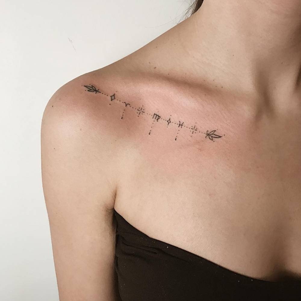 Symbolic Line Tattoo with Geometric Elements Tattoo Design