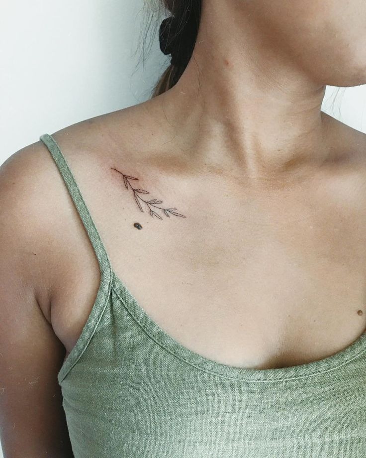 Understated Branch Clavicle Tattoo Tattoo Design