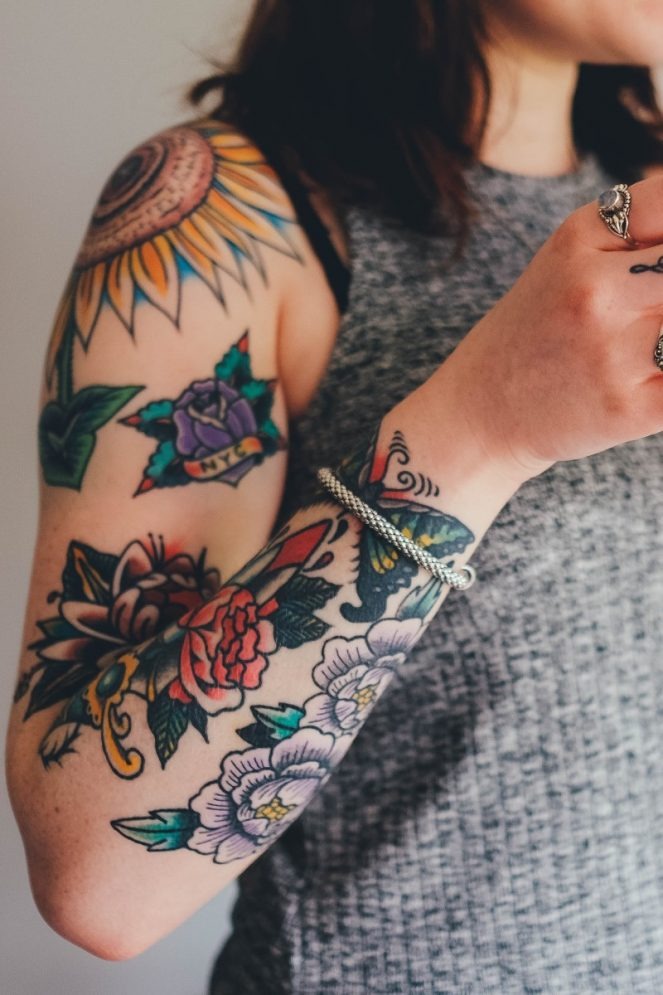 Floral Arm Sleeve: Nature in Full Bloom Tattoo Design