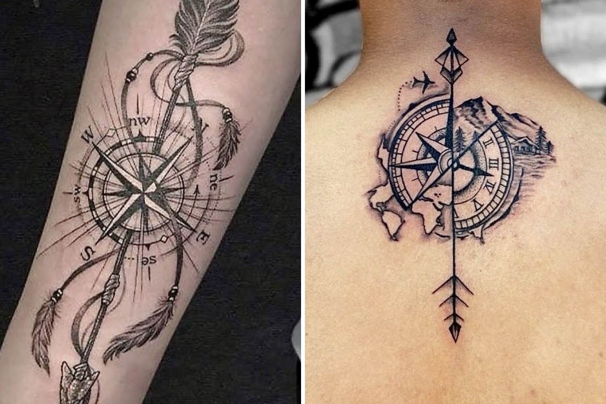 25+ Women Compass Tattoo Ideas For Men Travelers
