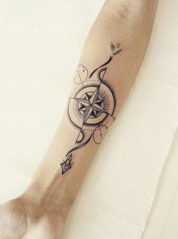 Feminine Flow Compass Tattoo Design