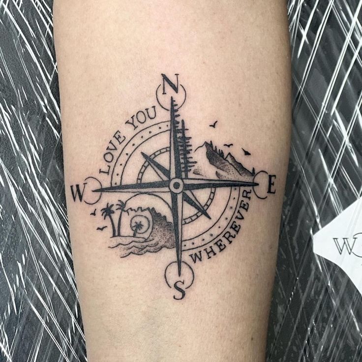 Love You Wherever Compass Tattoo Tattoo Design