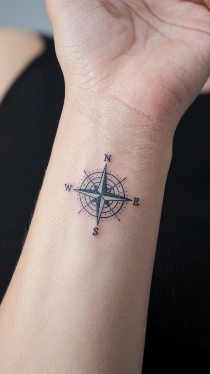 Minimalist Compass Wrist Tattoo Tattoo Design