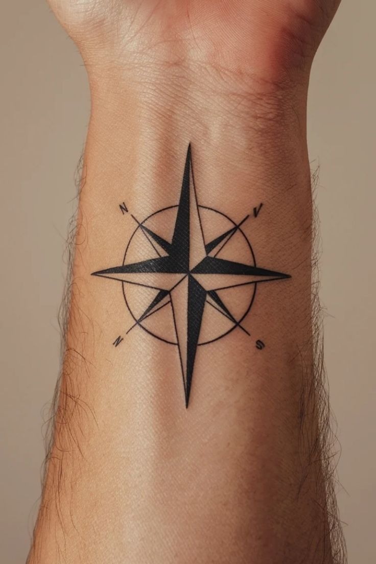 Ultra Clean Compass Tattoo Design