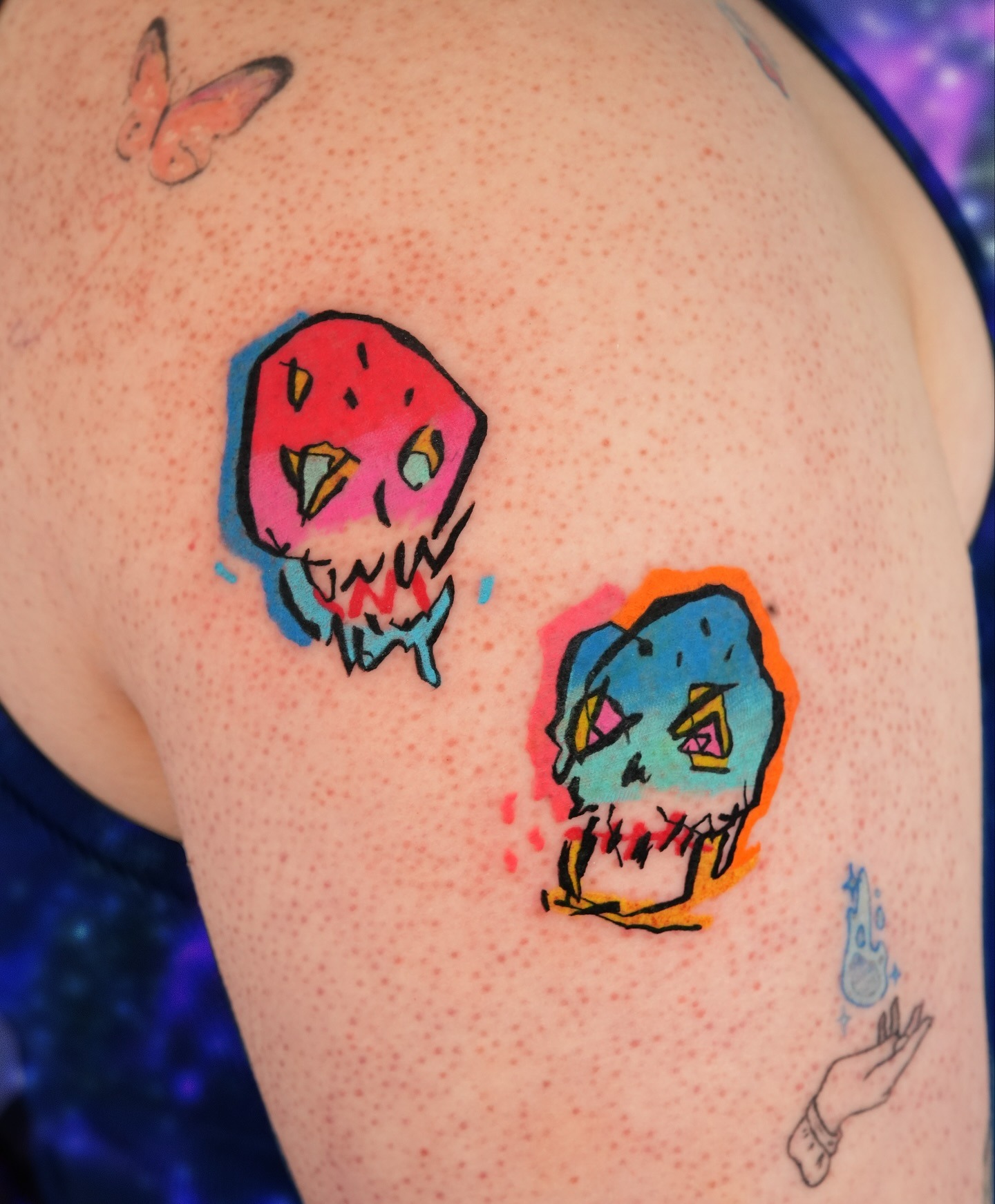 Colorful Monster Skull Tattoo Tattoo Design
