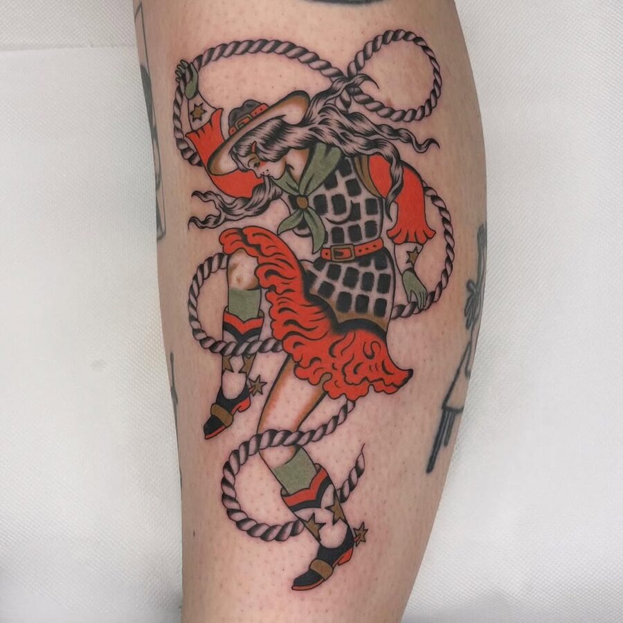 Bold country girl with rope tattoo design Tattoo Design