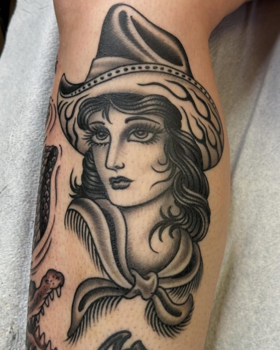 Classic vintage country girl tattoo design Tattoo Design