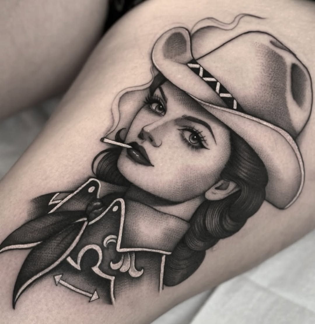 Classic Western-Inspired Cowgirl Tattoo Design Tattoo Design