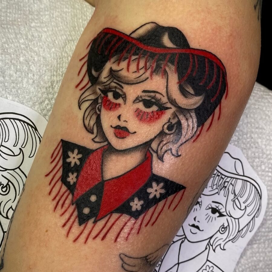 Stylish Western-Inspired Country Girl Tattoo Tattoo Design