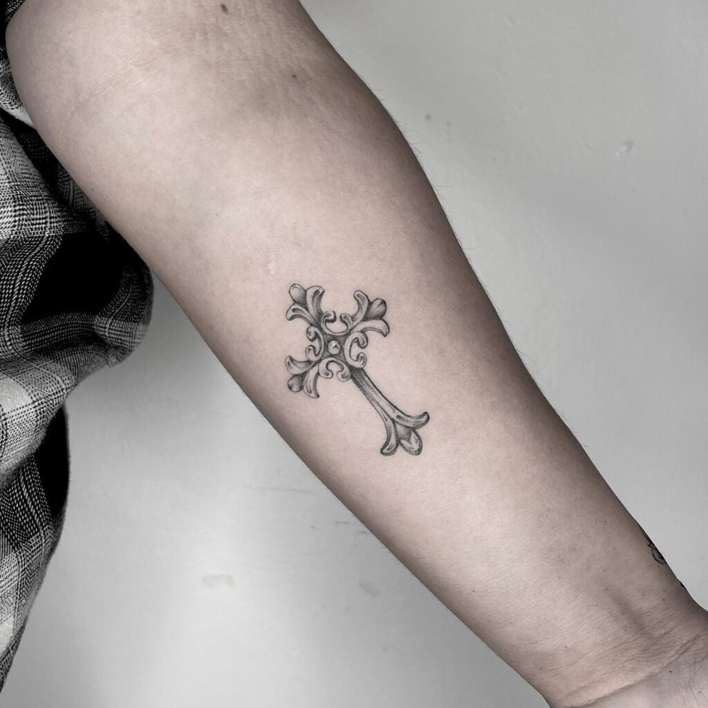 Ornamental Dotwork Cross Tattoo Design