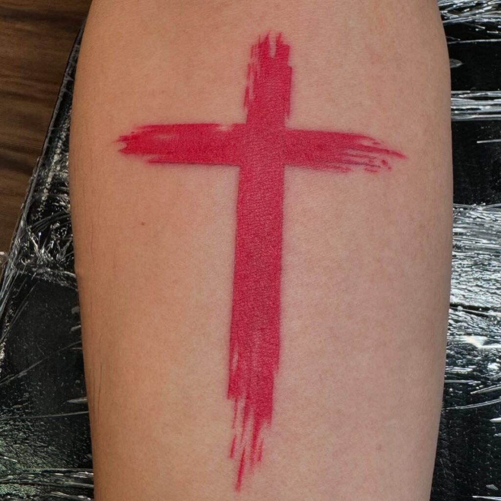 Simple Blooming Faith Cross Tattoo Design