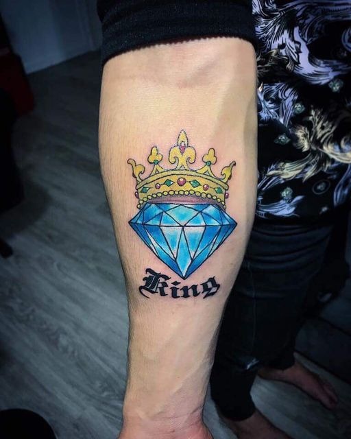 King Crowned Blue Diamond Tattoo Tattoo Design