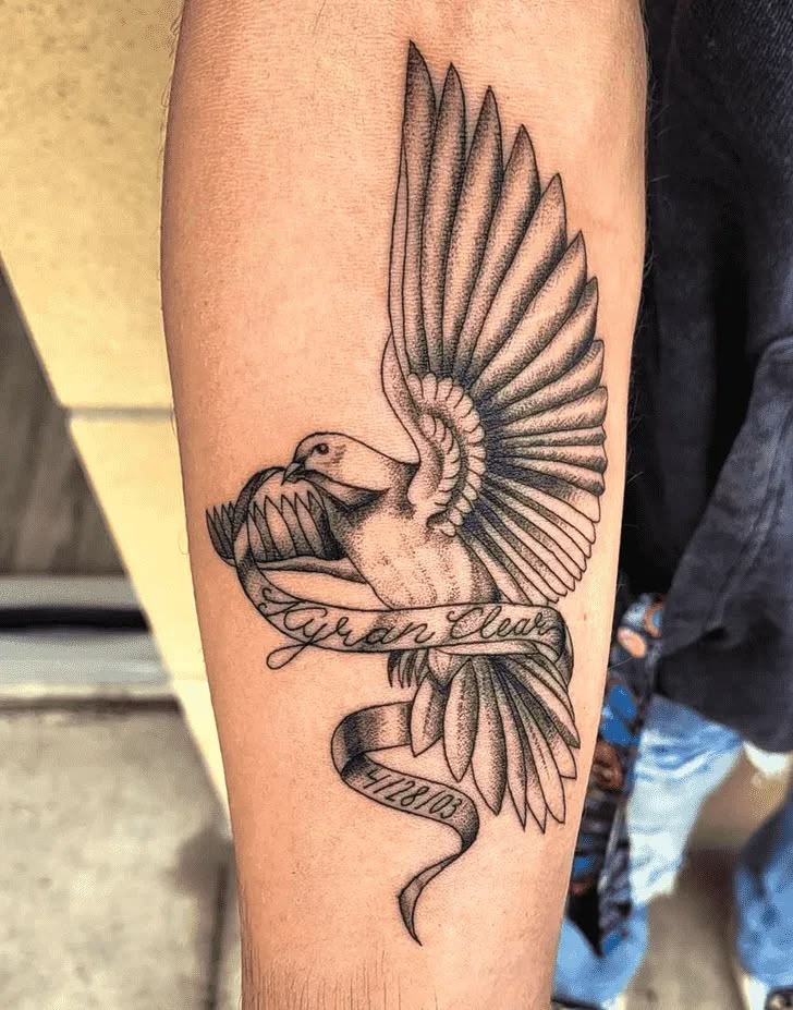 High Flying Dove Memorial Forearm Tattoo Tattoo Design