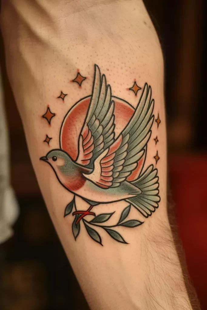 Neo-traditional charm with colorful vibes Tattoo Design