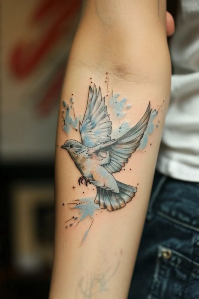 Watercolor Dove Tattoo Splash Tattoo Design