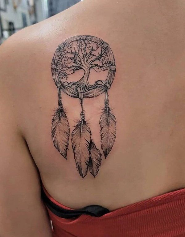 Zodiac Dream Catcher with Galaxy Detail Tattoo Design