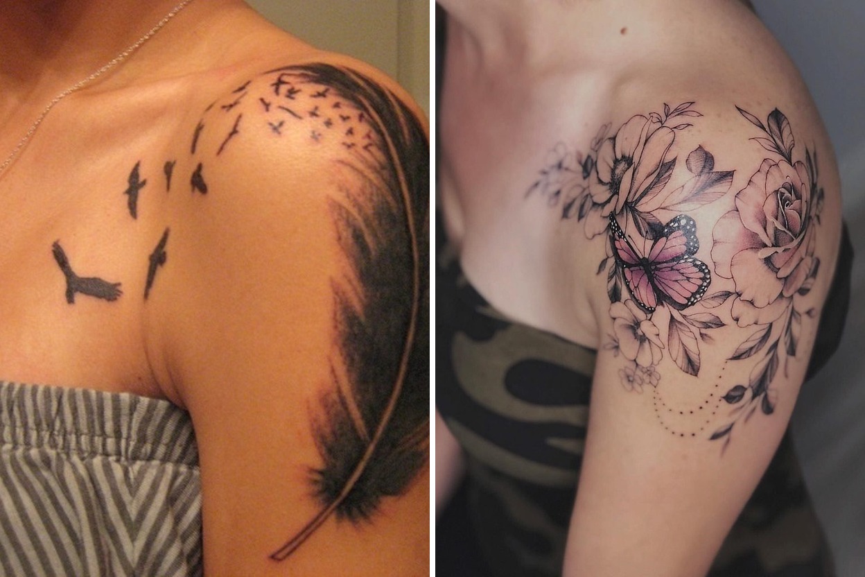21+ Women Elegant and Meaningful Shoulder Tattoo Ideas For Unique Designs with Feminine Touches Featured Lookbook Collage
