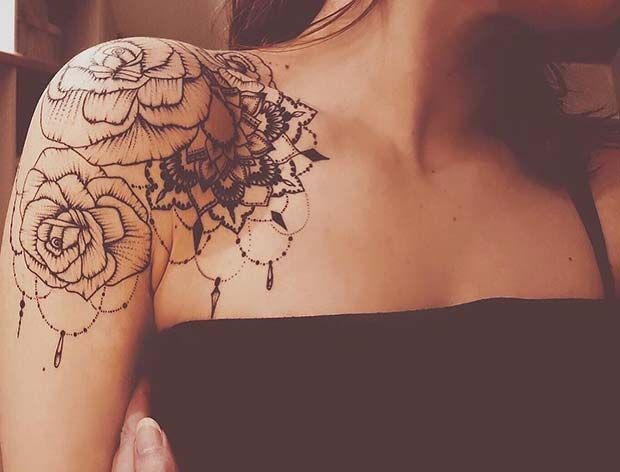 Mandala and Floral Design Tattoo Design