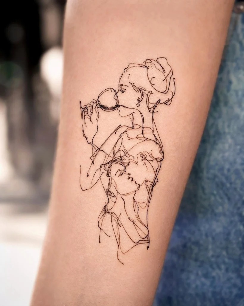 Abstract Line Art of a Woman Tattoo Design
