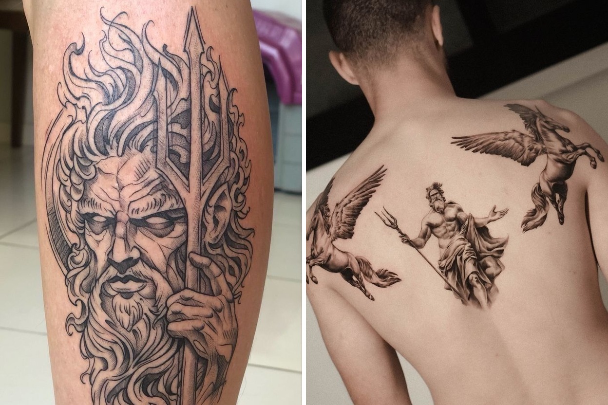 25+ Women Epic Poseidon Tattoo Ideas For Myth Loving Featured Lookbook Collage