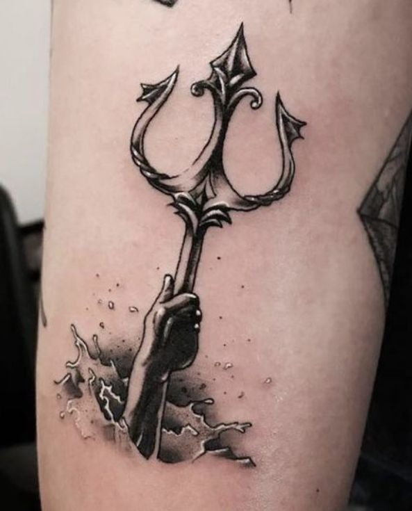 Hand Holding the Trident Tattoo Design