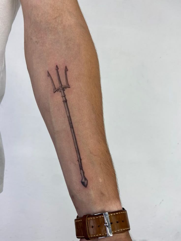 Minimal Trident Symbol Tattoo Design