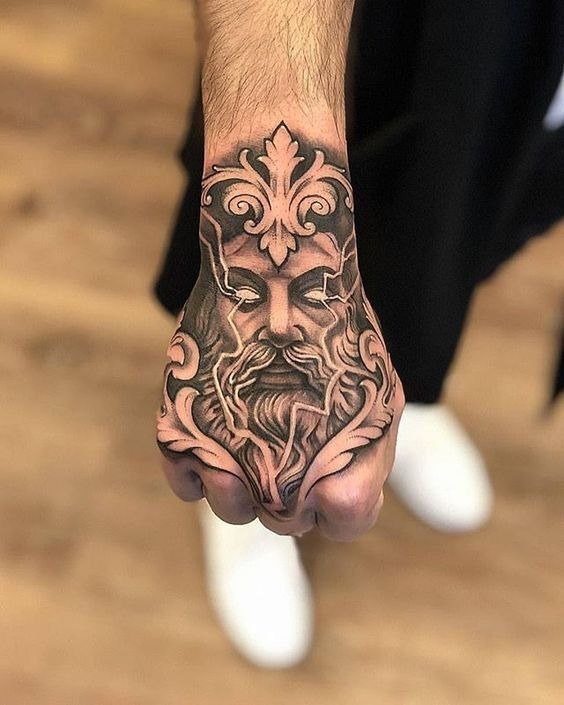 Ornamental Poseidon Hand Tattoo Tattoo Design