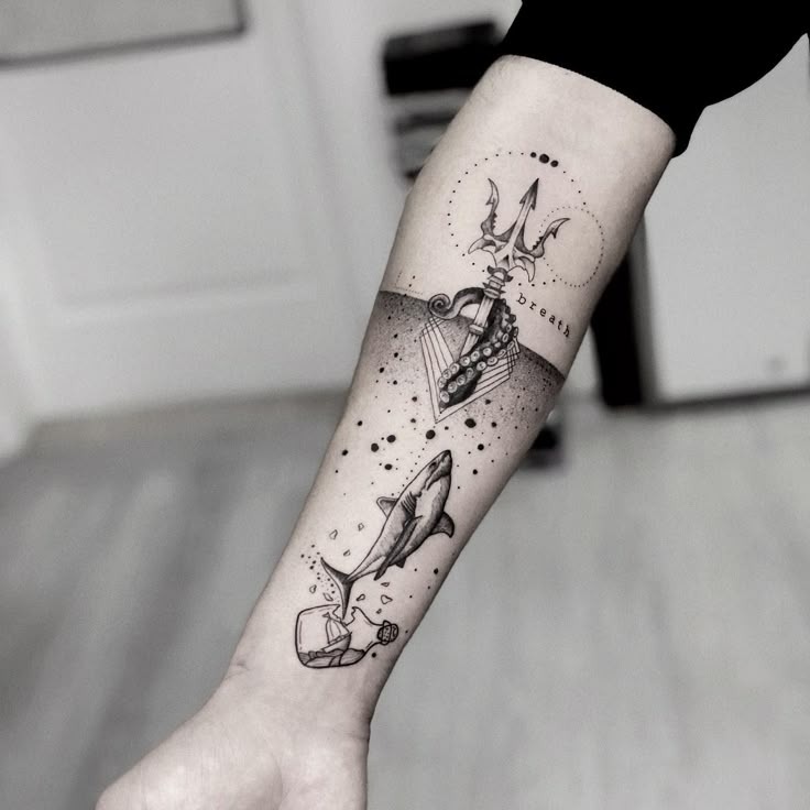 Underwater World Trident Tattoo Design