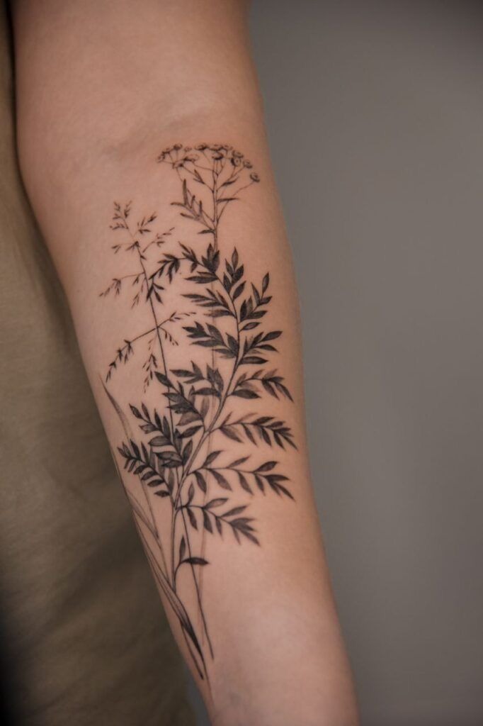 Botanical Fern Arm Tattoo Tattoo Design