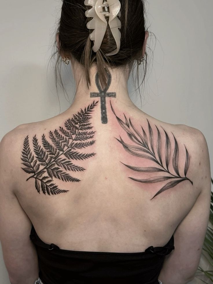 Dual Fern Back Tattoo Tattoo Design