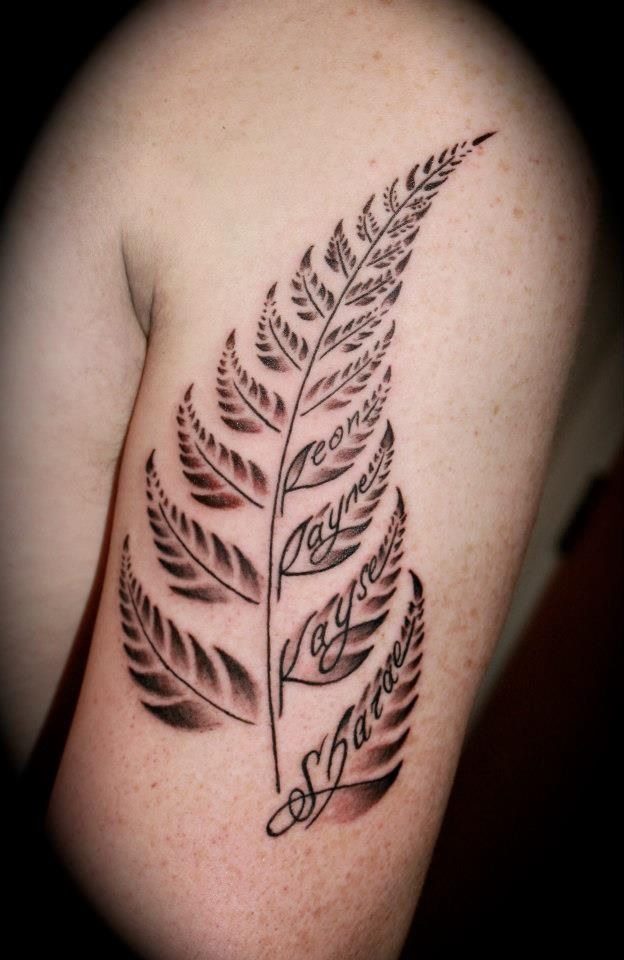 Fern Tattoo with Script Tattoo Design