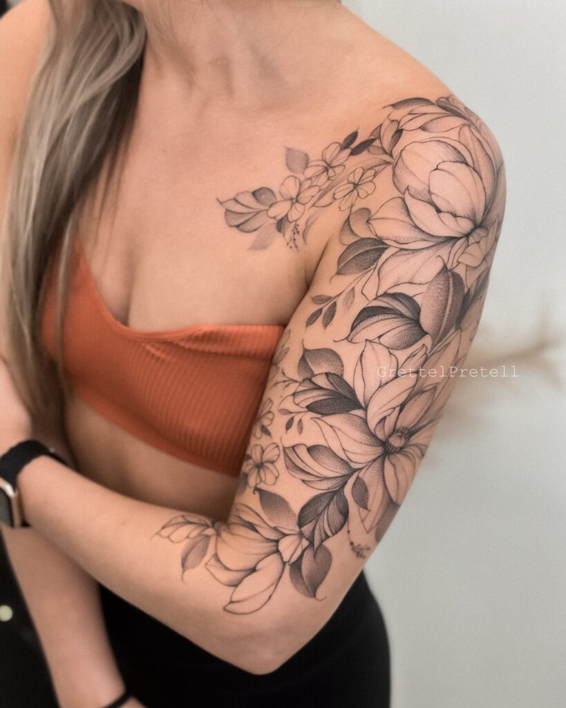 Bold Floral Half Sleeve Tattoo Tattoo Design