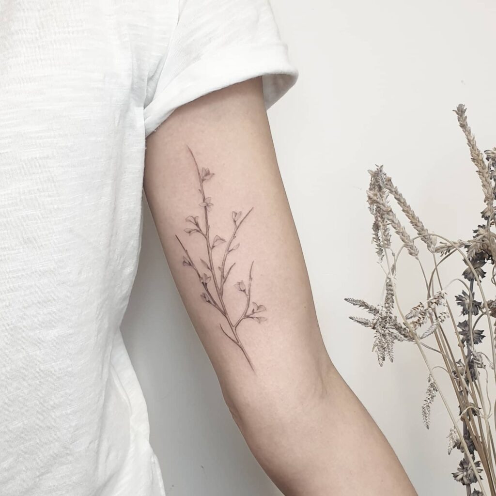 Fine Line Wildflower Stem Tattoo Tattoo Design