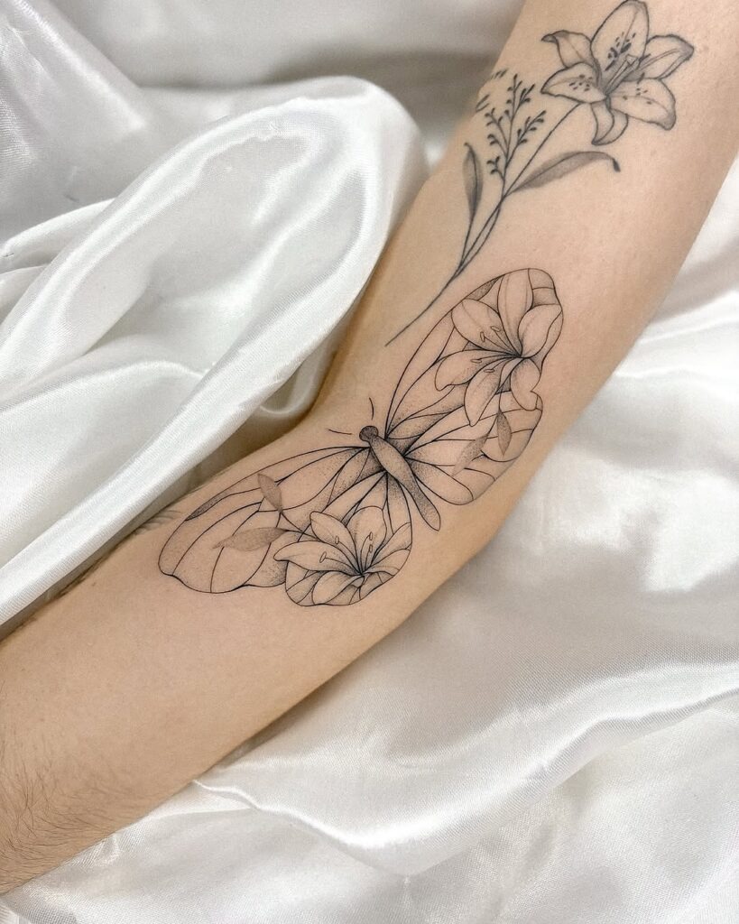 Floral Butterfly Arm Tattoo Tattoo Design