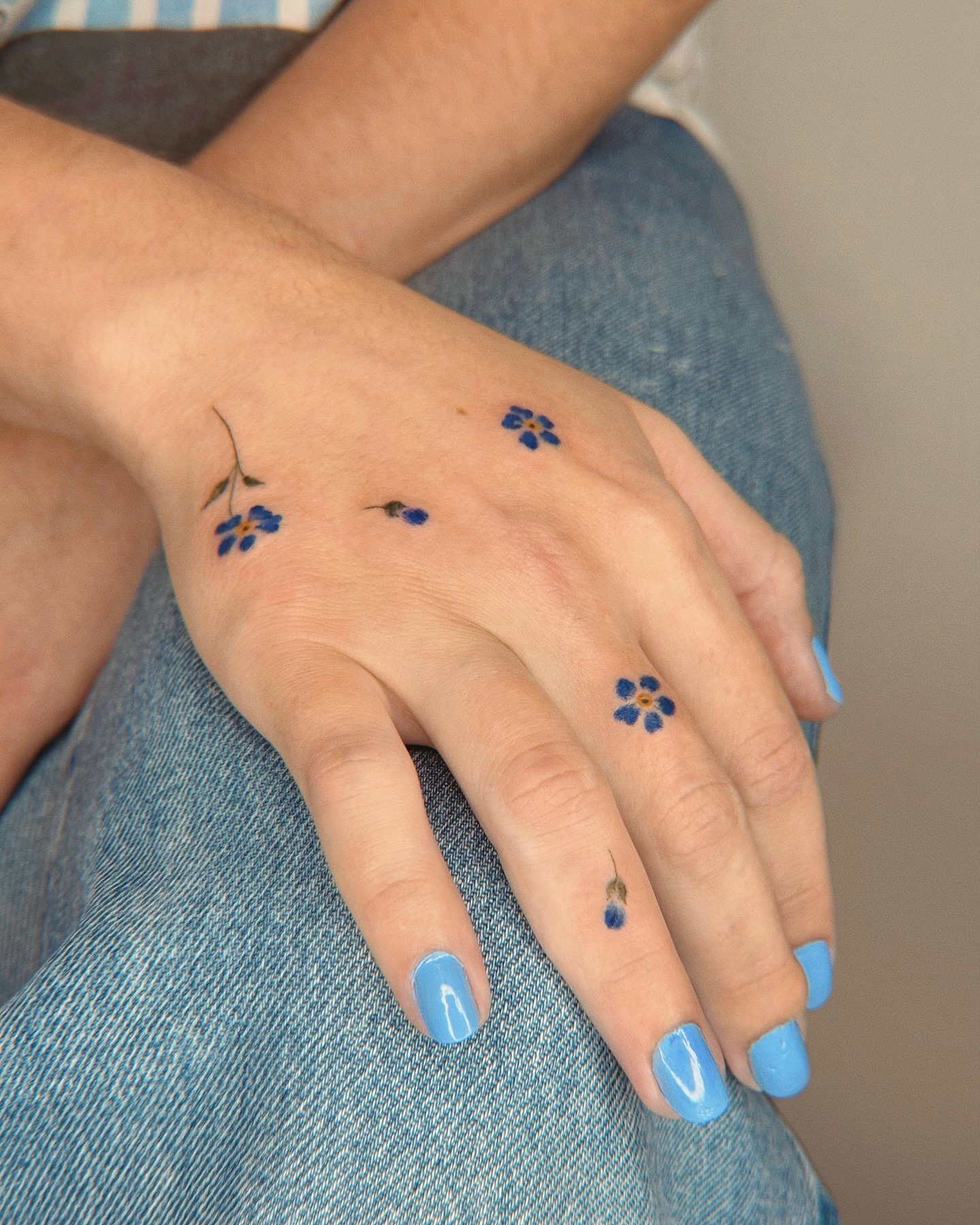 Blue Myosotis Finger Tattoos Tattoo Design